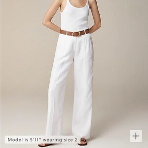 J. Crew Linen-blend wide-leg pleated trouser pant